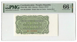 Czechoslovakia 5 Korun 1953 PMG 66 EPQ
P# 80b, N# 206197; # MU225950; UNC