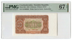 Czechoslovakia 10 Korun 1953 PMG 67 EPQ
P# 83b, N# 222210; # NC 000900; UNC