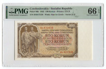 Czechoslovakia 100 Korun 1953 PMG 66 EPQ
P# 86b, N# 213079; # HS017538; UNC
