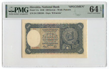 Slovakia 100 Korun 1940 PMG 64 EPQ
P# 11s, N# 224459 ; # D4 339580; UNC