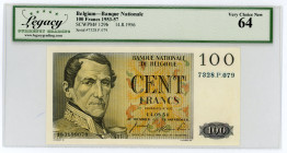 Belgium 100 Francs 1956 LCG 64
P# 129b, N# 207624; #7328.P.079; UNC