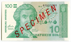 Croatia 100 Dinara 1991 Specimen
P# 20s, N# 203364; # A0000000; UNC