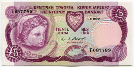 Cyprus 5 Pounds 1979
P# 47, N# 202514; # E687789; UNC