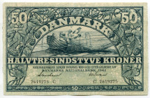 Denmark 50 Kroner 1942
P# 32d, N# 223853; # С 7619275; VF