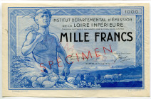 France Nantes 1000 Francs 1940 Specimen
AUNC