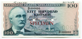 Iceland 100 Kronur 1957 Sepcimen
P# 40s, N# 226634; UNC