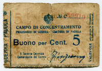 Italy Pow Camp Certosa Di Padula 1 Cent 1914 - 1918 (ND)
P# NL, VG