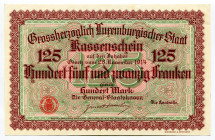 Luxembourg 125 Francs 1914
P# 25, UNC