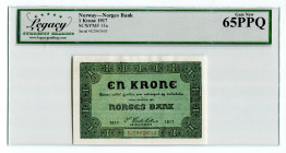 Norway 1 Krone 1917 LCG 65PPQ
P# 13a, N# 207630; # 2963603