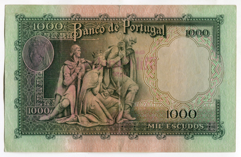 Portugal 1000 Escudos 1956
P# 161, N# 217382; # Ch 8 CZ10055; VF