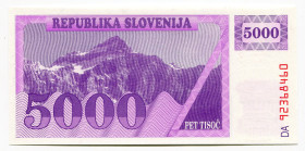 Slovenia 5000 Tolarjev 1992
P# 10, N# 208132; # DA 92368460; UNC