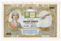 Yugoslavia Hungarian Occupation 1000 Dinara 1941 (ND) Adhessive Stamp
P# R9A, # У.0074 604; XF+, Crispy