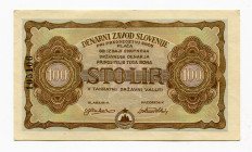 Yugoslavia Monetary Bank of Slovenia 100 Lir 1944
P# S117, N# 295805; AUNC-UNC