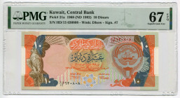 Kuwait 10 Dinars 1968 (1992) PMG 67 EPQ
P# 21a, N# 222250; # HD/13 630808; UNC