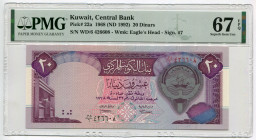 Kuwait 20 Dinars 1968 (1992) PMG 67 EPQ
P# 22a, N# 222252; # WD/6 426608; UNC