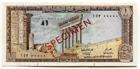 Lebanon 1 Livre 1964 Sepcimen
P# 61as, N# 207568; UNC-