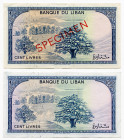 Lebanon 2 x 100 Livres 1964 Specimen & Common
P# 66b, 66s, N# 211149; UNC
