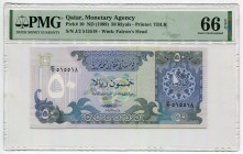 Qatar 50 Riyals 1989 (ND) PMG 66 EPQ
P# 10, N# 224842; # J/2 515518; UNC