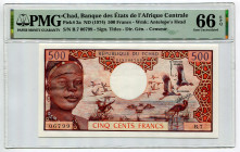 Chad 500 Francs 1974 (ND) PMG 66 EPQ
P# 2a, N# 257775; # B.7 06799; UNC