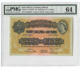 East Africa 20 Schillings = 1 Pound 1955 PMG 64
P# 35, N# 216748; # G79 00867; UNC