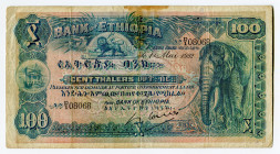 Ethiopia 100 Thalers 1932
P# 10, N# 297434; # D/1 08068; VF