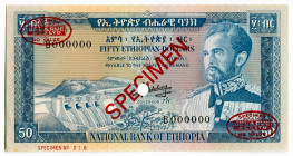 Ethiopia 50 Dollars 1966 (ND) Specimen
P# 28s, N# 235391; TDLR; UNC, previously mounted