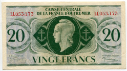French Equatorial Africa 20 Francs 1944 (ND)
P# 17b, N# 268260; # LL053,173; XF