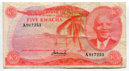 Malawi 5 Kwacha 1964 - 1973 (ND)
P# 11a, N# 271484; #A917253; VF-XF