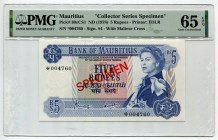 Mauritius 5 Rupees 1978 (ND) Specimen PMG 65 EPQ Collector Series 
P# 30cCSI, N# 215381; # *004760; UNC