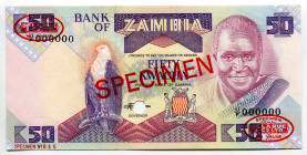 Zambia 50 Kwacha 1986 Specimen
P# 28s, N# 203711; # 015; UNC