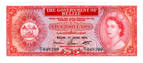 Belize 5 Dollars 1975
P# 35a, N# 276187; # C/1 048200; Rare condition; UNC