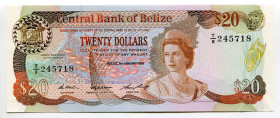 Belize 20 Dollars 1987
P# 49b, N# 276389; #T/8 245718; UNC