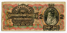 Brazil 2 Mil Reis 1918
P# 13, N# 207882; # 4A 99707; F