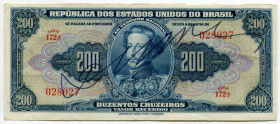 Brazil 200 Cruzeiros 1943 (ND)
P# 139, N# 205574; # 172A 028027; XF