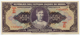 Brazil 50 Cruzeiros 1949 (ND)
P# 145, N# 213185; # 2a 47A 055676; XF, Crispy