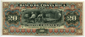Costa Rica 20 Colones 1901 - 1908 Reminder
P# S175r, # D08527; Banco de Costa Rica; UNC