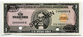 Dominican Republic 1 Peso 1973 - 1974 (ND) Specimen
P# 107s, N# 225351; # 010; UNC