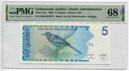Netherlands Antilles 5 Gulden 1986 PMG 68 EPQ
P# 22a, N# 213979; # 0001052073; Dutch Administration; UNC