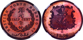 British North Borneo 1/2 Cent 1886 H NGC SP 65 RB
KM# 1, Schön# 1; N# 15245; Bronze; Amasing coin