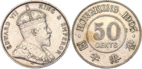 Hong Kong 50 Cents 1905
KM# 15, N# 15287; Silver; Edward VII; NGC AU Det. cleaned