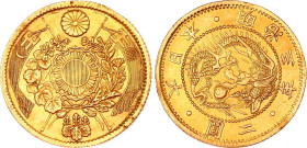 Japan 2 Yen 1870 (3)
Y# 10, N# 15185; Gold (.900) 3.33 g.; AU-UNC, full mint luster, very rare condition