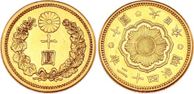 Japan 10 Yen 1909 (42)
Y# 33, N# 15188; Gold (.900) 8.33 g.; AUNC, luster