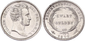 Netherlands East Indies 1/4 Gulden 1840
KM# 301, N# 40797; Silver; Willem I; XF