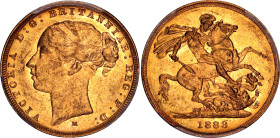 Australia 1 Sovereign 1883 M PCGS MS 61
KM# 7; N# 9310; Gold (.917), 7.98g.; Victoria (1837-1901)