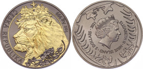 Niue 2 Dollars 2021
N# 313917; Ruthenium and Gold Plated Silver (.999) 31.1 g., 37 mm.; Elizabeth II; Czech Lion; Mintage 3000 pcs only!; With origin...