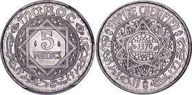 Morocco 5 Francs 1950 AH 1370 PCGS MS 67
Y# 48, Lec# 247, Schön# 40; N# 944; Aluminium; Mohammed V