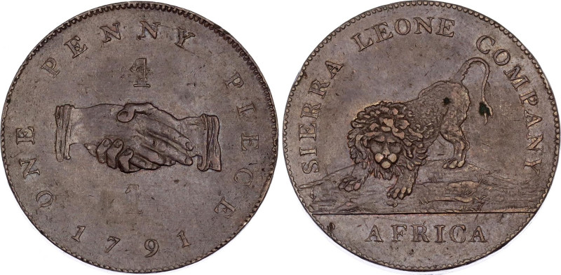 Sierra Leone 1 Penny 1791
KM# 2, N# 41501; Bronze 18.74 g.; XF