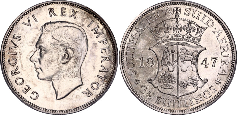 South Africa 2-1/2 Shillings 1947 PCGS PR64
KM# 30, Hern# S298; N# 14732; Silve...