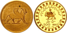Iran 500 Rials 1971 SH 1350
KM# 1189, N# 29166; Gold (.900), 6.50 g.; Mohammad Reza Shah. 2500th Anniversary of the Persian Empire. Mintage 11000.; P...