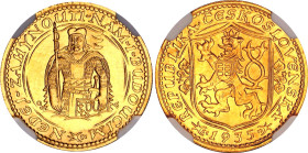 Czechoslovakia 1 Dukat 1935 NGC MS 65
KM# 8, Fr# 2, N# 19852; Gold (.986) 3.49 g.; Mintage 13178, Svatováclavský dukát 1935; UNC, very rare condition...